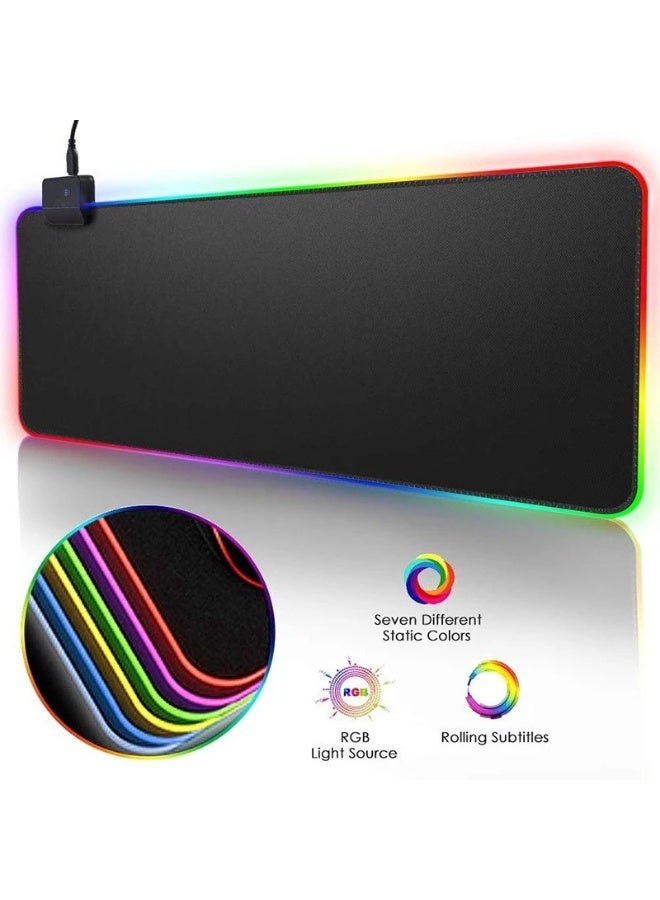 T-WOLF RGB LED Lighting Gaming USB Mouse Pad Waterproof Large Size RGB Mouse Pad (LED RGB 40X90CM 4MM)